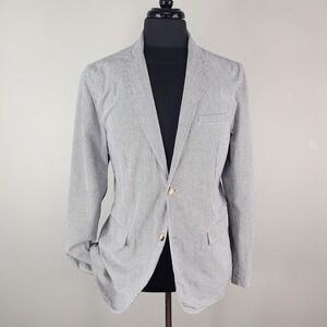 Gap Blazer Mens Medium Blue Railroad Stripe Unstructured 2 Button Notch Lapel